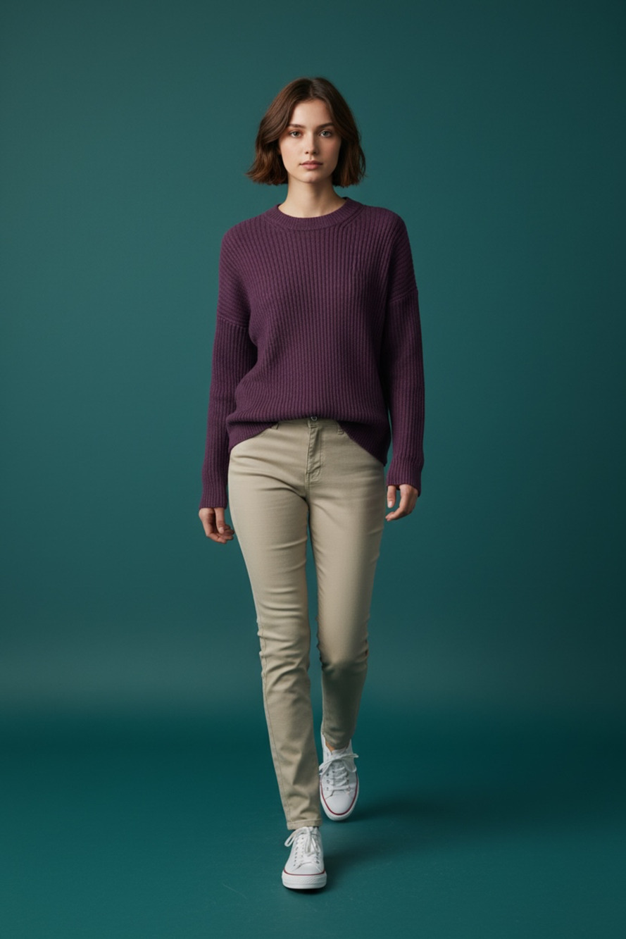 Jessica Simpson Sweater Size S Purple Ribbed Knit Pullover